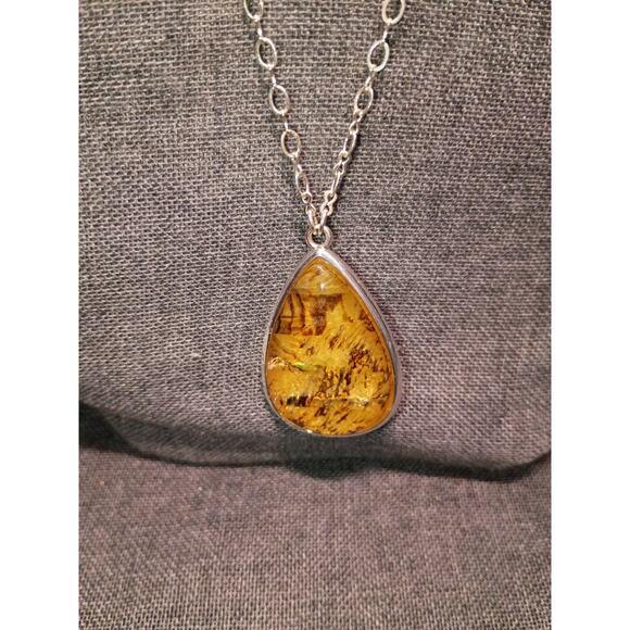 Long Silvertone Chain with Reversible Pendant 30" - Picture 1 of 4